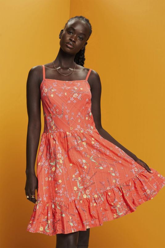 Robes orange corail femmes Esprit robe mi longue en coton a imprime floral 0R2D190 0R2D190 Esprit France Jamais conventionnel Esprit vetement Un sentiment de joie